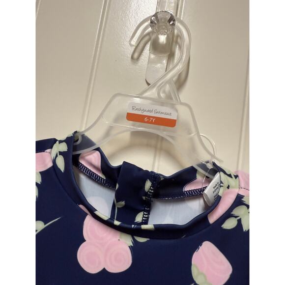 NWT Hudson Baby Girls Swimsuit long sleeve rash guard Navy floral Size 6-7Year - Picture 7 of 7